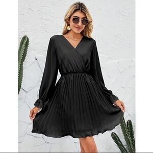 BBX Lephsnt Womens Wrap V Neck 
Guest Casual Pleated Long Sleeve Mini …